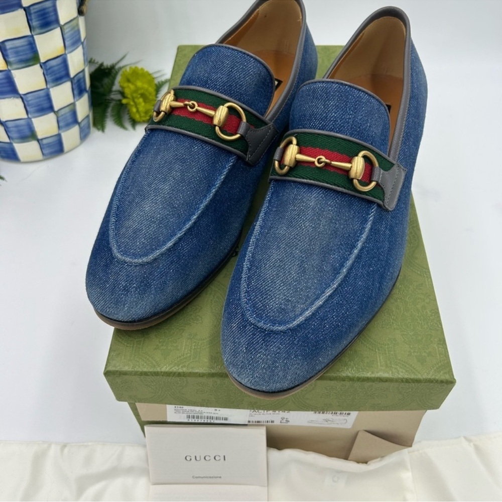 Men’s Gucci horse bit denim loafers size 9.5 fits 10.5 US made in Italy - Picture 9 of 9